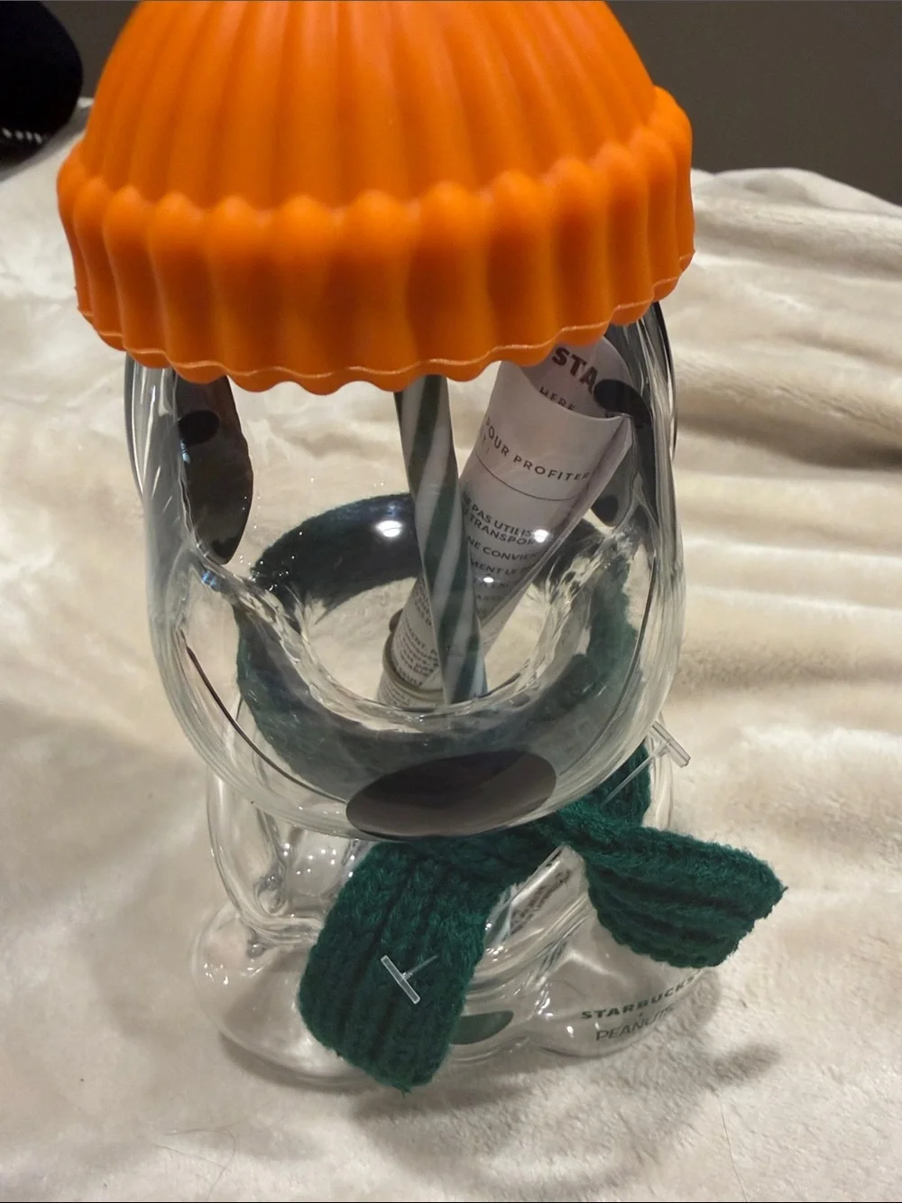New Starbucks x Snoopy Glass Cup with lid and Woodstock straw